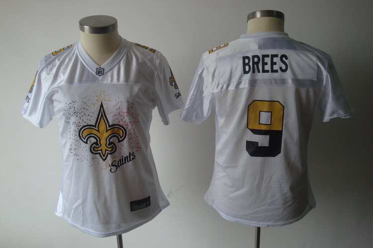 Saints #9 Drew Brees White 2011 Women's Fem Fan Stitched NFL Jersey